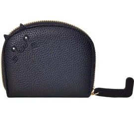 THREE RABBITS Coin Purse, Coin Purse, Embroidery, Cats, Cute, Large Capacity, Small, Compact, Multi Card Slot Holder, Black