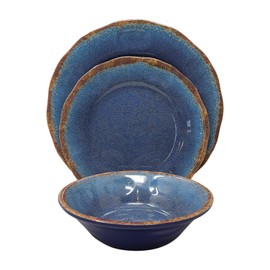 Gianna's Home 12 Piece Rustic Farmhouse Melamine Dinnerware Set (Blue)