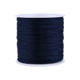 Pulsera de nailon de 100 m x 0,8 mm, con nudo chino, cordón de satén, cuerda trenzada de macramé, hilo de Shamballa para abalorio chinas, azul marino