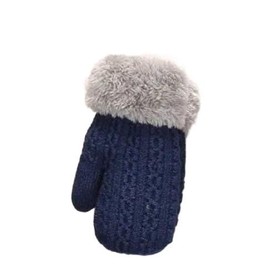 Baby Boys Girls Winter Knitted Mittens Warm Fleece Lined Gloves for Kids 1-4 Years (Blue)
