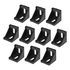 sourcing map Inside Corner Bracket Gusset, 40mm x 40mm for 4040 Series Aluminum Extrusion Profile, 10 Pcs (Black)