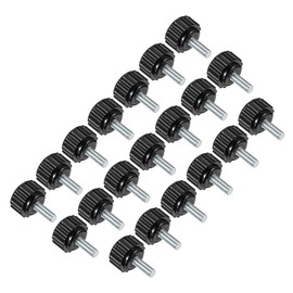 CoCud Knurling Clamp Knobs M4 x 10mm Male Thread 16mm Head Thermoset Plastic Thumbscrew Grip Bolt Knob Black For Lathe Machines 20pcs