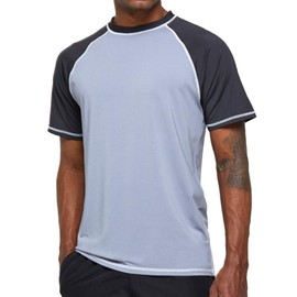 Arcweg Rashguard Men Short Sleeves Diving UV Protection UPF 50+ Elastic Rash Vest Loose Fit Top Swimming Quick Drying Surfing Pool T-Shirt Sports Top Rashie XL(EU) Grey