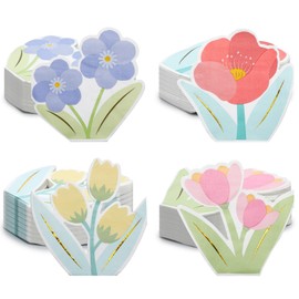 Qilery 100 Pcs Flower Shaped Napkins Disposable Floral Paper Napkins 4 Style Floral Shaped Cocktail Towel Lunch Dinner Towel for Tableware Wedding Bridal Baby Shower Tea Birthday Party (Cute)