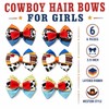 Danyarts 6 Pack Cowboy Hair Bows for Girls, Western Cowgirl