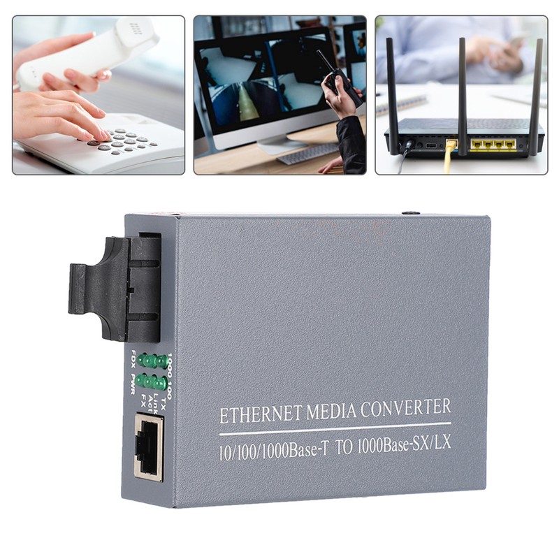 Fiber Optic Media Transceiver Ethernet Gigabit Single Mode Converter