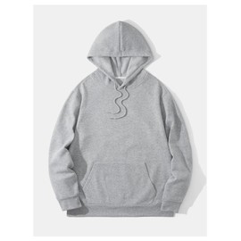SOLY HUX Men's Letter Graphic Hoodies Drawstring Long Sleeve Pullover Sweatshirt with Pocket Light Grey Letter Small