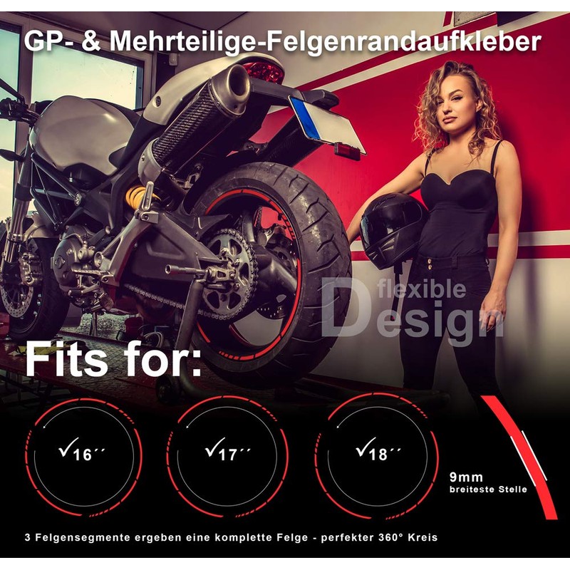 Felgenrand Aufkleber Set for 16 17 18 Inch Rims Motorcycle