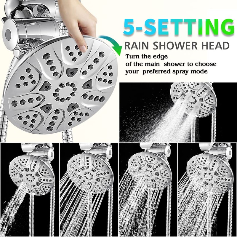 INEFATH Rain Shower Heads with Handheld Spray Combo 30 Settings