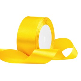 Satin Ribbon, 40 mm Wide, Yellow, 22 Metres, Gift Ribbon, Fabric Ribbon for Wedding Decoration, Gift Wrapping, Crafts, Party Decoration