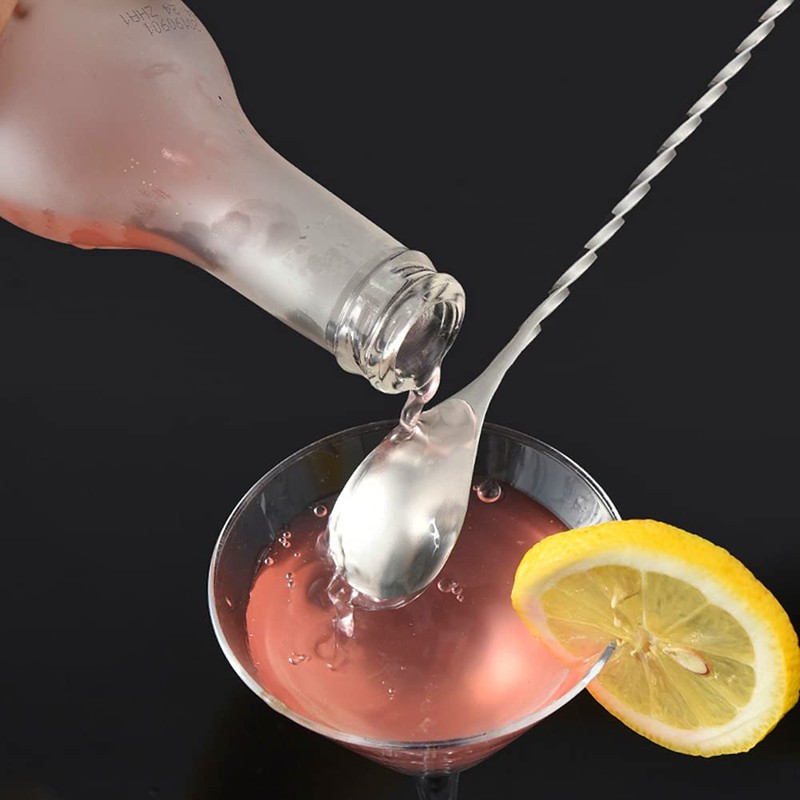HJUWANG 2 Pack Bar Long Handle Spoons Stainless Steel Bartender