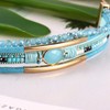 FANCY SHINY Leather Wrap Bracelets Crystal Beads Bracelet Boho Cuff