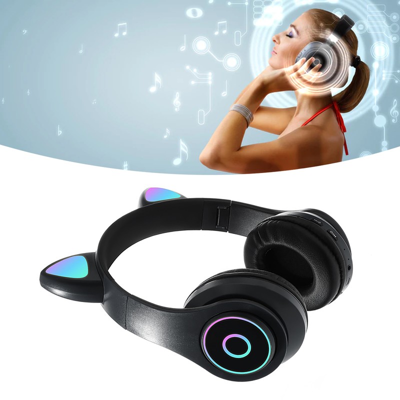 Cat Ear Bluetooth Headset Cute Stereo Adjustable Rechargeable Wireless Music