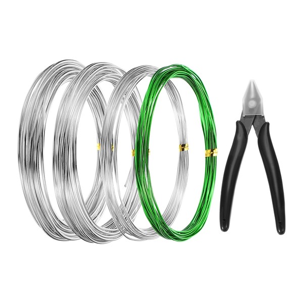 PATIKIL 1mm/1.5mm/2mm Bonsai Training Wire, 4 Roll Floral Wire Stems