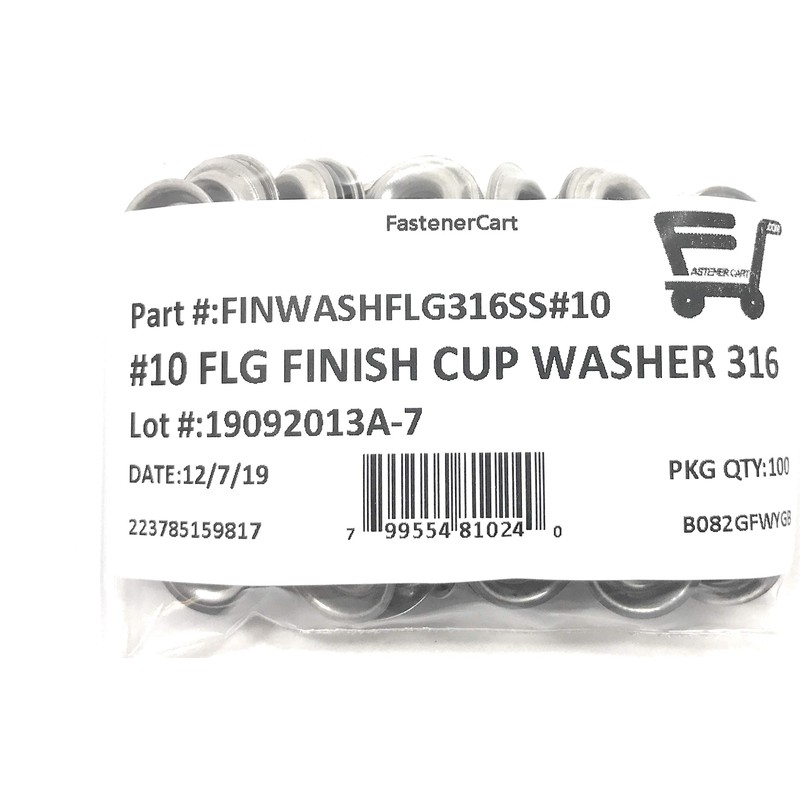 #10 Stainless Steel Flanged Finishing Washers Cup Washers Countersunk 316