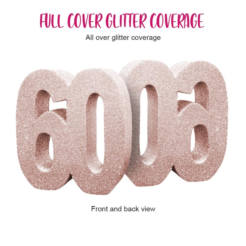 Number 60 Glitter Table Decoration Rose Gold| Table Centrepiece |