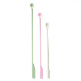 Frenflu Mini Silicone Spatula Set of 3 Multifunctional Heat Resistant Reusable Jam Spatula Silicone Pastry Tools Cooking Cosmetics Travel Supplies Twin Design (Green, Pink, White)