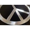 Engraved Peace Sign Car Tag Diamond Etched Silver on Black