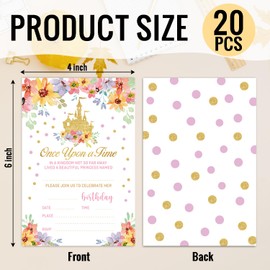HQLOW Once Upon A Time Party Invitation for Girls Boys, Birthday Party Invitation Cards Party Celebration for Teens, 20 Cards With 20 Envelopes -06