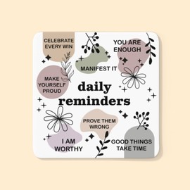 Daily Affirmation Reminders Drinks Coaster - Mindfulness Zen Positive Vibes Patience Meditation Small Steps Good Day Kitchenware Home Decor Place Mats (White)