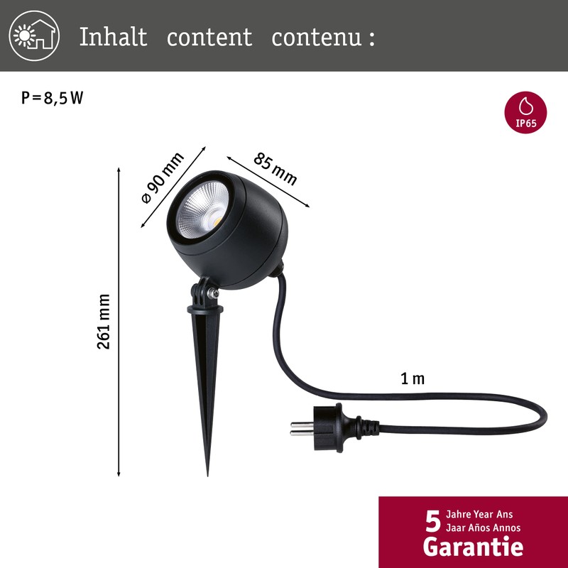 Paulmann 94776 LED Garden Spotlight Kikolo IP65 8 W 500