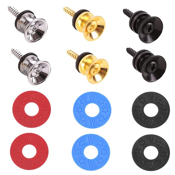 Pack of 6 Guitar Strap Buttons, Metal Guitar Strap End