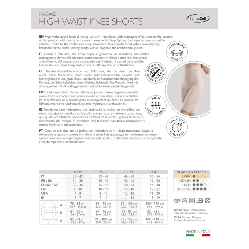 FarmaCell 113 Shorts High Waist Massaging Reducing Pants Anti Cellulite,