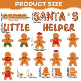 QOUBAI Christmas Bulletin Board Decoration Xmas Gingerbread Man Paper Cutouts DIY Photo Crafts Christmas Stocking Bulletin Board Set for Winter Holiday Classroom Wall Door Decor Home School Supplies