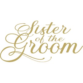 SEC Apparel Bride Bridesmaid Bachelorette Iron on Decal Patches Stickers Vinyl Transfer for t Shirts. Rose Gold, Gold Glitter (Sister of The Groom)