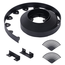 Landscape Edging Kit 33FT 1.5IN Tall, No Dig Garden Edging with 40 Anchoring Spikes, Plastic Garden Edging Border for Landscaping, Black