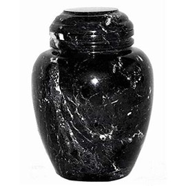 Khan Imports Black and White Marble Pet Urn for Cat, Dog or Small Pets - Up to 20 Pounds