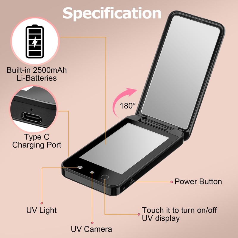 Cámara UV para prueba de protector solar, espejo UV, espejo