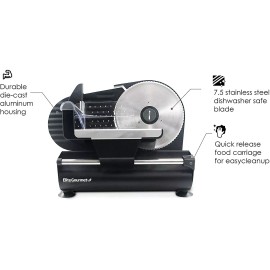 Elite Gourmet EMT-625B  Precision Electric Deli Food Meat Slicer Removable