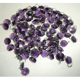100 14mm Octagon Plum Purple Chandelier Drops Parts Cut Glass Crystals Droplets Beads Christmas Tree Ornaments Vintage Chic Wedding Decorations Garlands Prisms Antique Art Deco Window Sun Catchers