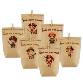 Abenteuerliche Piraten GeschenktÃ¼ten Set | 12x Food-Safe Kraftpapier-TÃ¼ten mit 6 Piratenmotiven | Perfekt fÃ¼r Schatzsuchen, Kindergeburtstag, Mitgebsel, Gastgeschenke & Party-Ãberraschungen