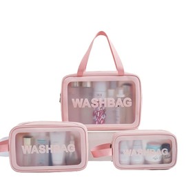 OHAOLYLE Clear Toiletry Bag,Travel Toiletry Bags,Clear Wash Bag for Toiletries,Makeup Bag(Pink)