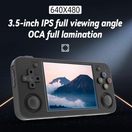 RG35XX H Retro Handheld Game Console Linux System 3.5''IPS Screen Built-in 64G TF Card with 3545+ Preinstalled Games RG 35XXH Portable Gaming Console RG35XXH Support 5G WiFi Bluetooth HDMI Black