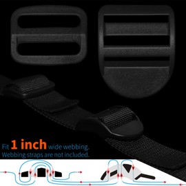 Slider Buckle for 1" Webbing: 4 Set Plastic Ladder Lock Buckles and Tri-glide Slide Fit 1 inch (25 mm) Wide Nylon Web Strap, Adjustable Quick Release Plastic Adjuster Clips Replacement Heavy Duty
