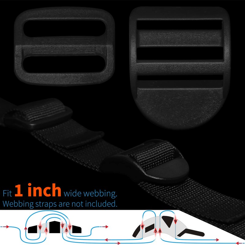 Slider Buckle for 1" Webbing: 4 Set Plastic Ladder Lock