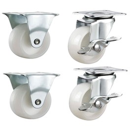 Qty. 4 x 40mm Nylon Swivel & Fixed Castors with Brakes - Furniture, Appliance & Equipment Small Wheels by Bulldog Castors - Max 100Kg Per Set