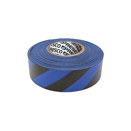 Presco SBBK 1-3/16" x 300' Blue/Black Stripe PVC Flagging Tape, 3.75" Height, 1.18" Wide, 3.75" Length