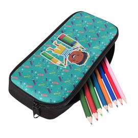PJHEQOXE Pencil Case Organizer for Kids Girl Boy Pencil Boy Print Pen Marker Holder Zipper Storage Bag Big Pencil Pouch for College School Office Green