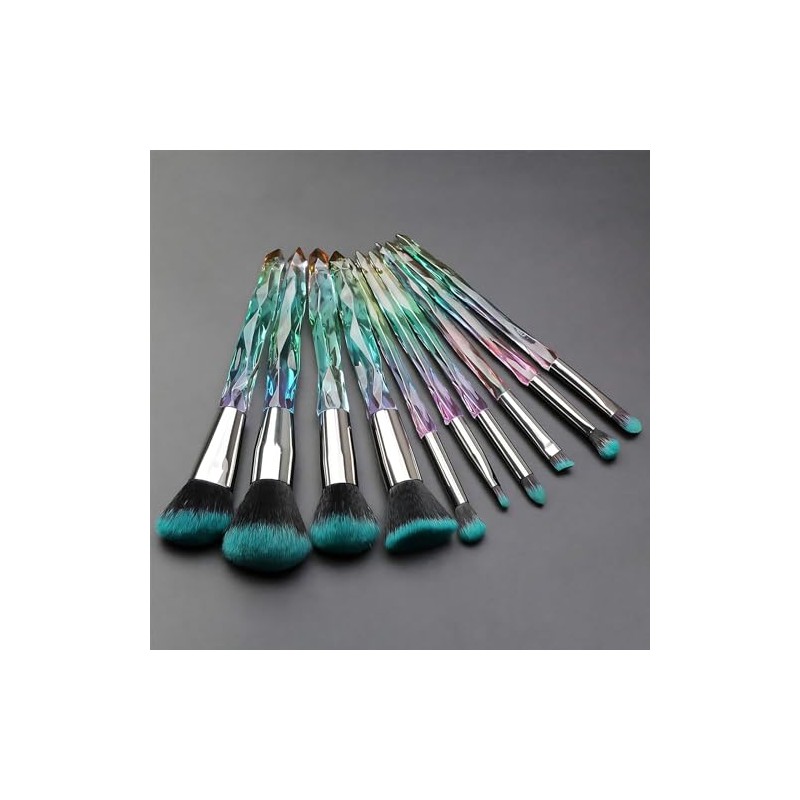 Kingtree Juego de 10 brochas de maquillaje de cristal, cerdas