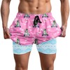 Men Board Shorts Vacation Crocodile Bathing Suit with Compression Liner
