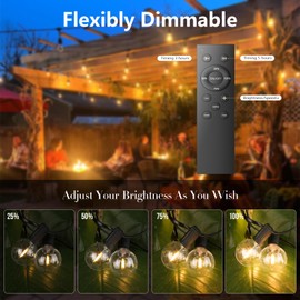 FANSANMY Outdoor Fairy Lights, 15 m Dimmable Fairy Lights Outdoor with Remote Control, 25+1 Shatterproof Bulbs, IP45 Waterproof, Outdoor Fairy Lights 2700 K Warm White, for Garden, Patio, Bistro, Home