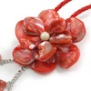 Avalaya Large Shell Flower Pendant with Faux Leather Cord in