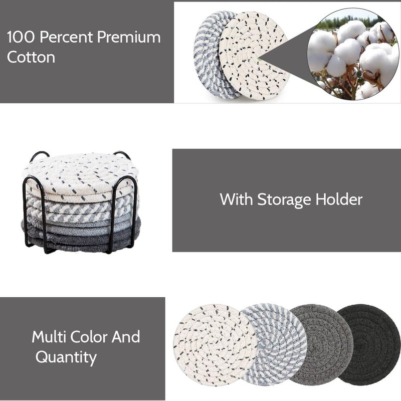 8 Pieces Coasters for Drinks,Braided Coasters Heat-Resistant for Home Coffee