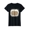 Leopard Print Pumpkin Vintage Girls Womens Bleached Graphic T-Shirt