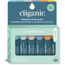 Cliganic Cliganic Organic Lip Balm Set (2 Packs of 6 Tubes), 100% Natural Moisturizer for Cracked & Dry Lips (Packaging May Vary)