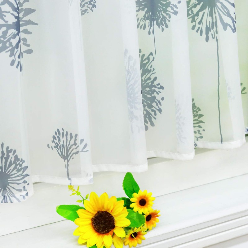 ESLIR Modern Bistro Curtain with Loops Kitchen Curtains Transparent Dandelion